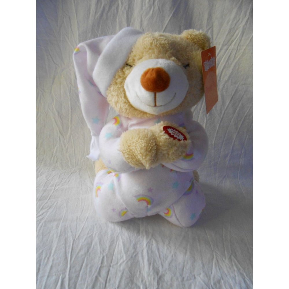 NEW Praying Bear Recite Bedtime Prayer Purple‎ Rainbow Boy/Girl Plush Doll Toy